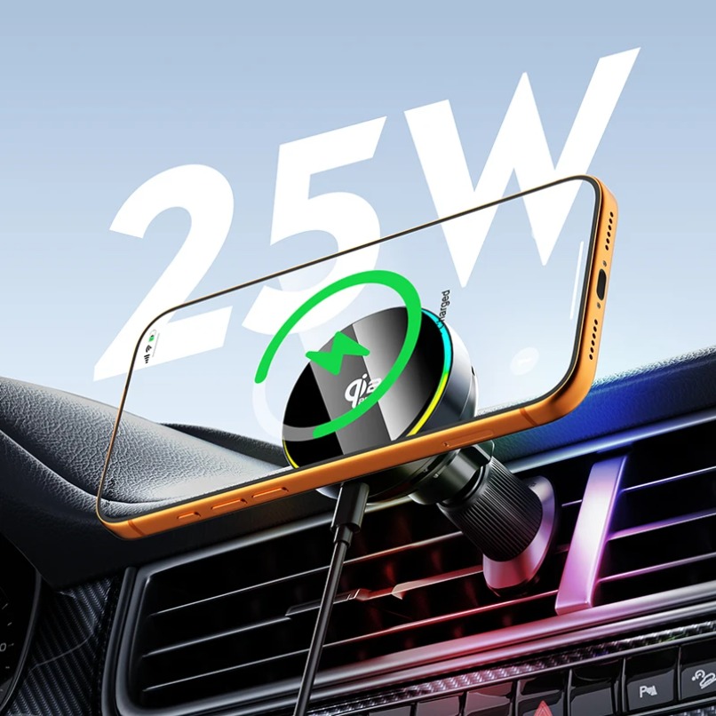 Wireless Car Charger Mount Fast Charging - Support de chargeur magnétique sans fil