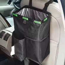 Waterproof Car Trash Can With Lid - Poubelle noire imperméable pour voiture, bac