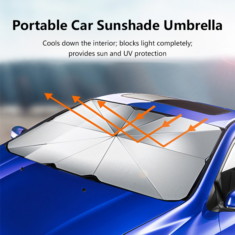 Car Sunshade Windshield Umbrella Foldable - Parasol pare-soleil pour pare-brise de voiture,