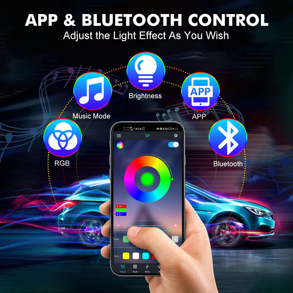 Néon LED intérieur voiture lum - Led Ambient Interior Car Lights App Control avis et prix
